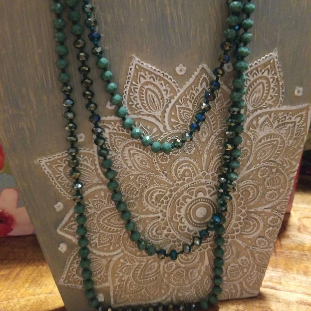 Green glass beaded necklace